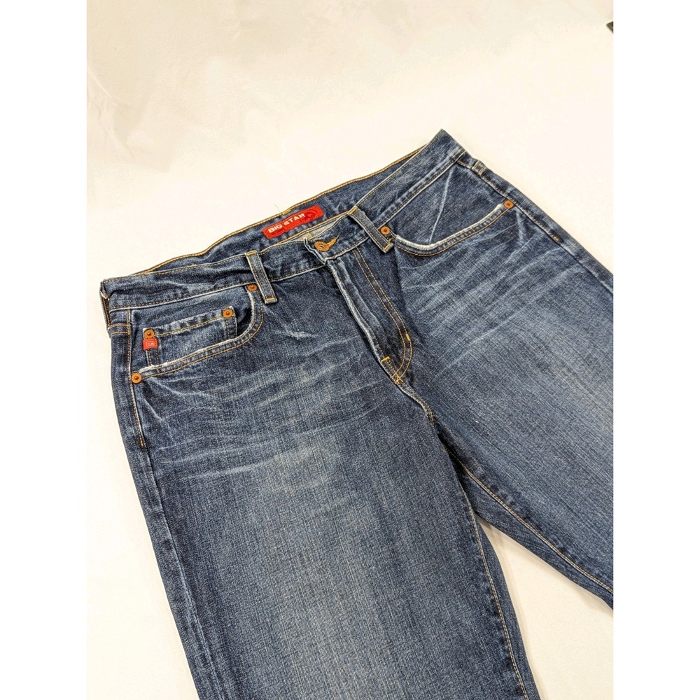 Big Star Jeans 33S (33x31 Blue Pioneer Denim Pant Distressed Darked Washed Out